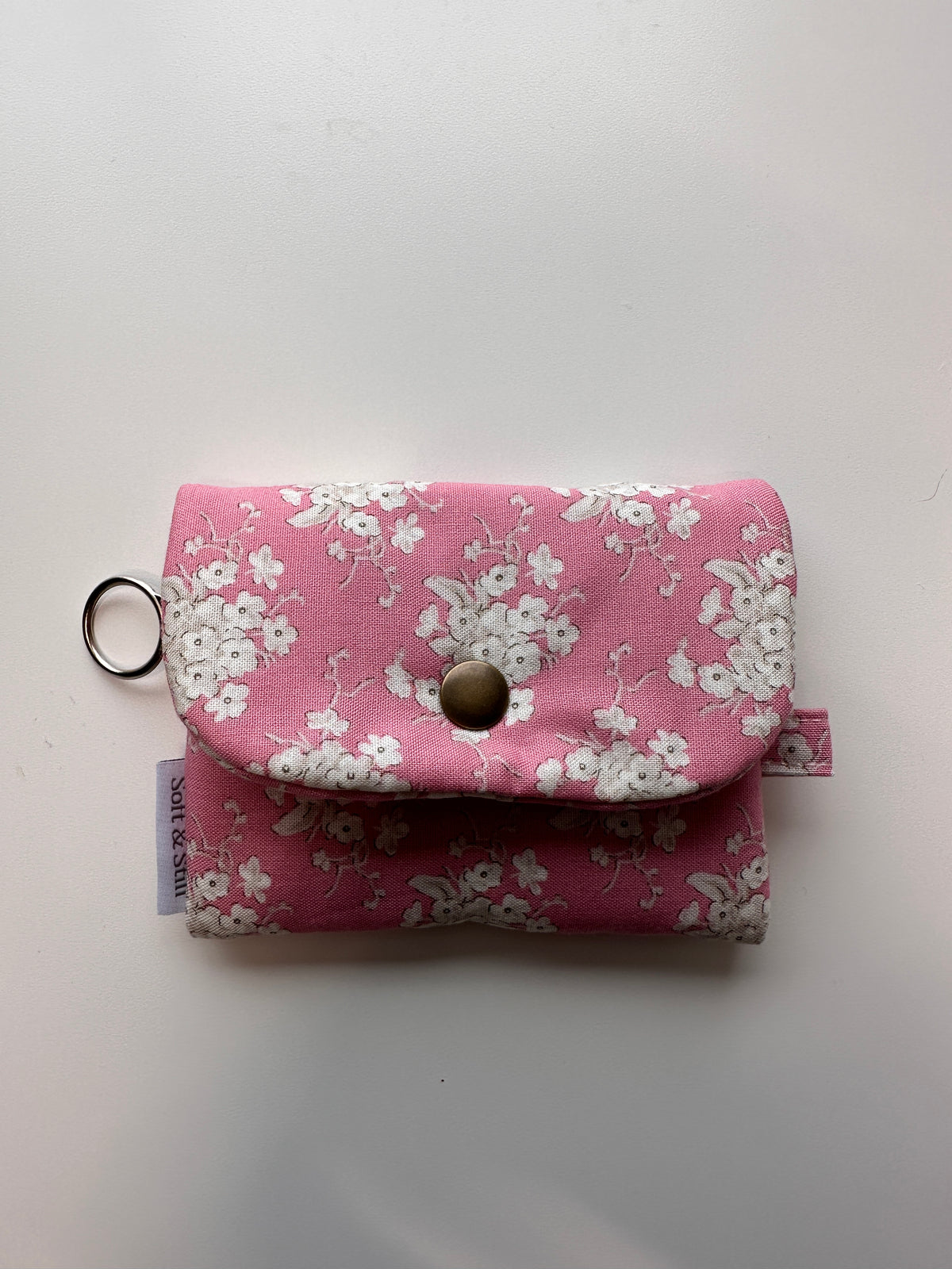 Handmade Mini Wallet & Scrunchie Keychain Set – Pink Floral