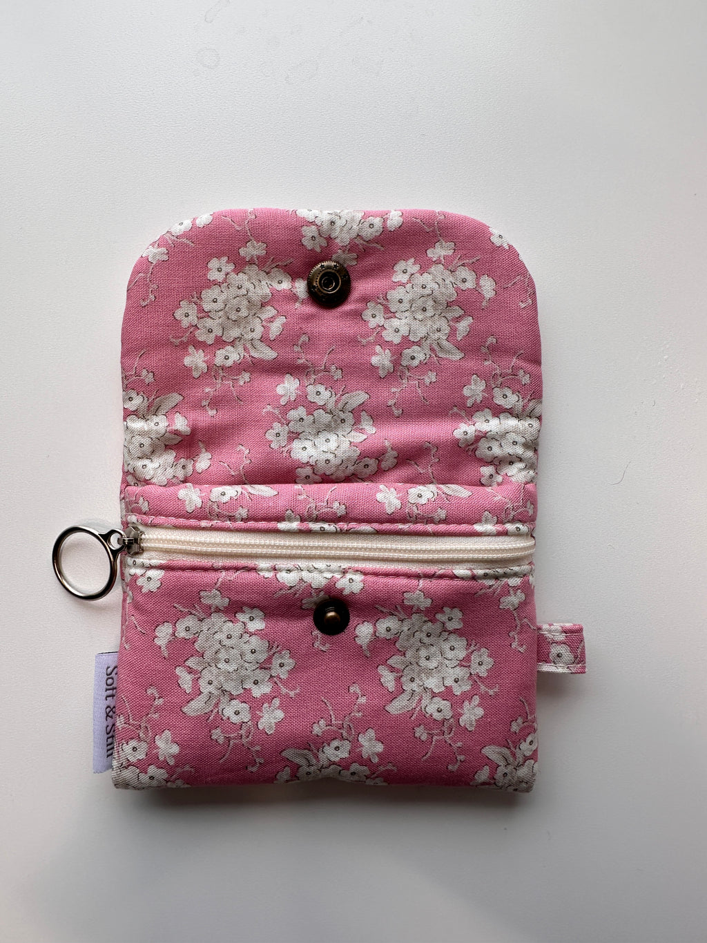 Handmade Mini Wallet & Scrunchie Keychain Set – Pink Floral
