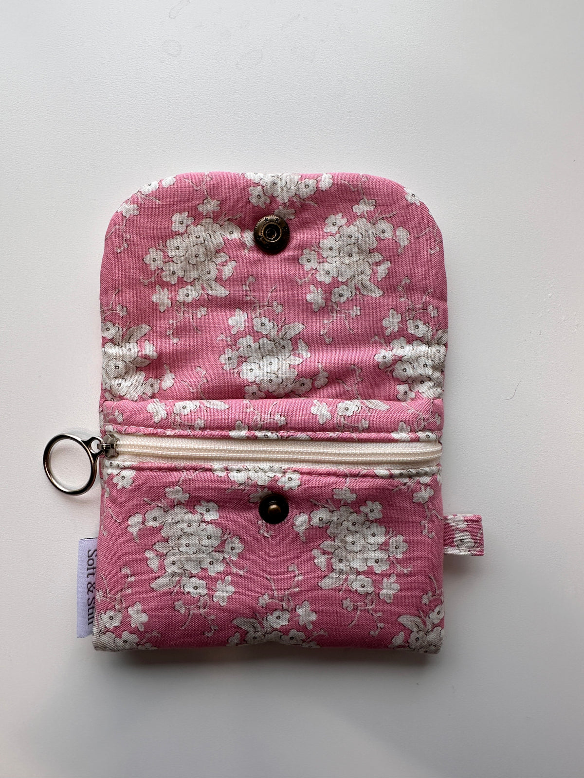 Handmade Mini Wallet & Scrunchie Keychain Set – Pink Floral