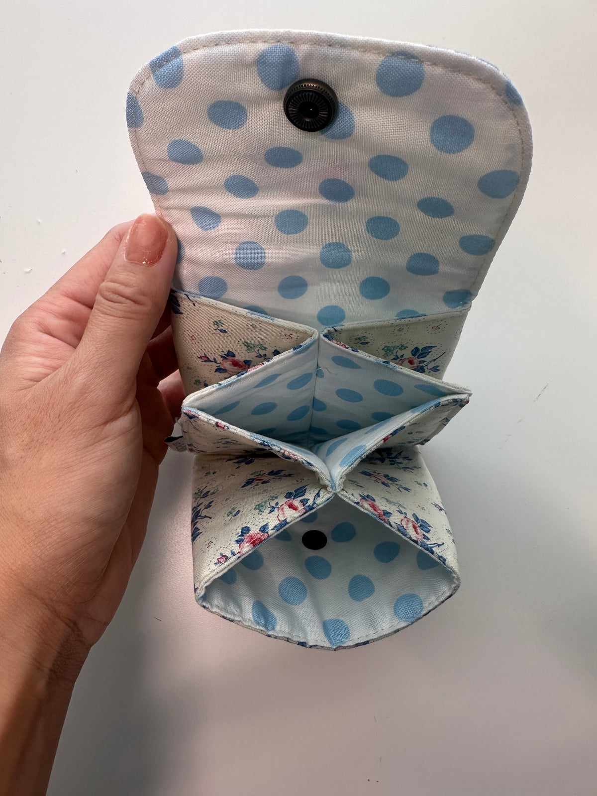 Handmade Mini Fabric Wallet – Snap Closure Card & Coin Pouch