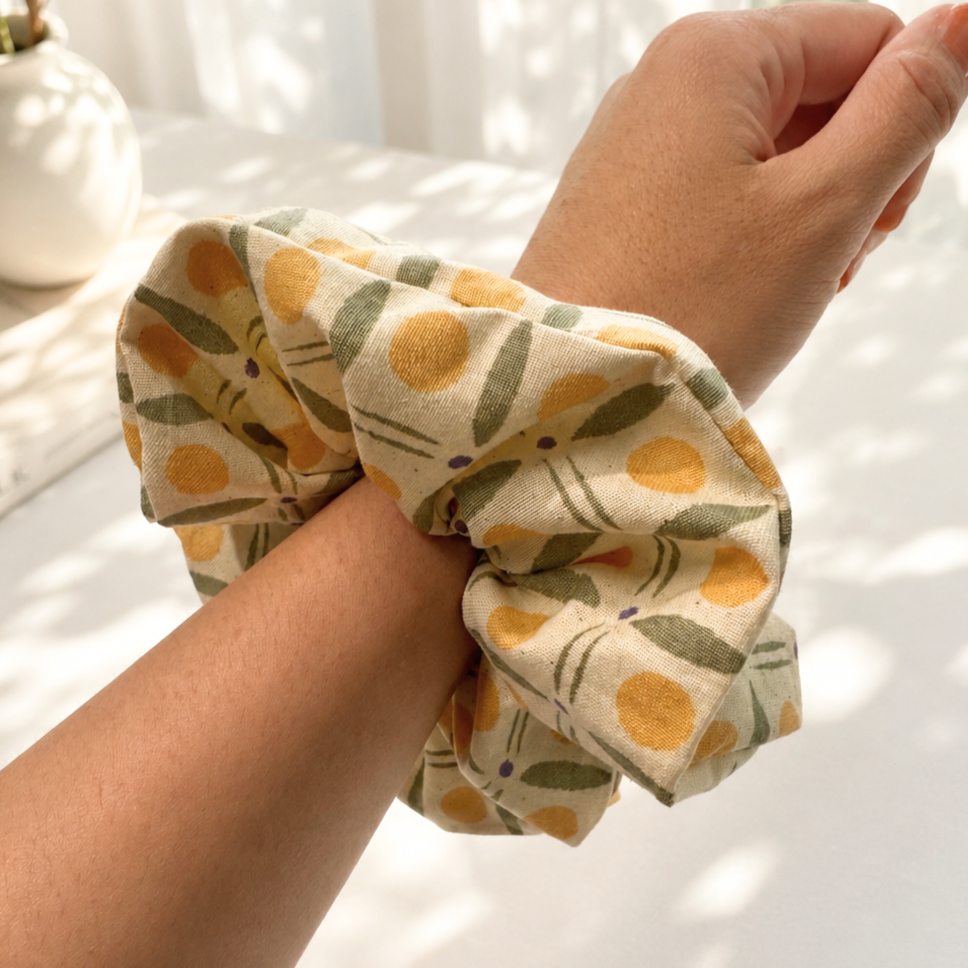 Handmade Fabric Scrunchie – Soft Floral & Botanical Prints