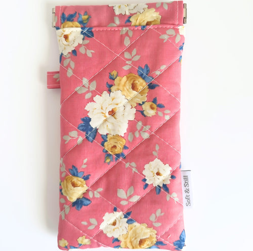 Handmade Flex Frame Eyeglass Case – Quilted Floral Glasses Pouch