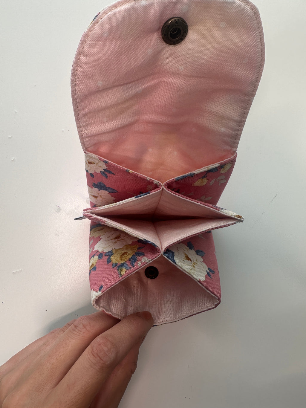 Handmade Mini Fabric Wallet – Snap Closure Card & Coin Pouch