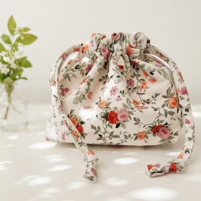 Floral Drawstring Pouch