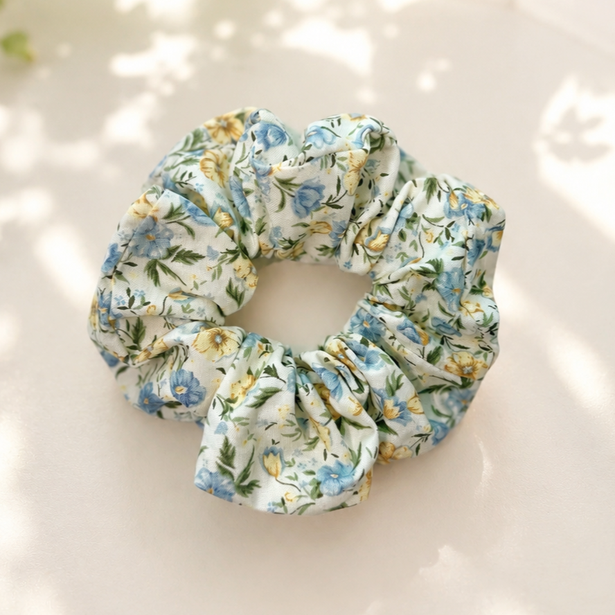 Handmade Fabric Scrunchie – Soft Floral & Botanical Prints