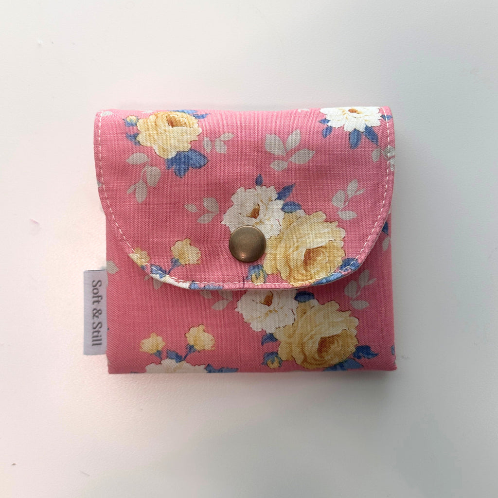 Handmade Mini Fabric Wallet – Snap Closure Card & Coin Pouch