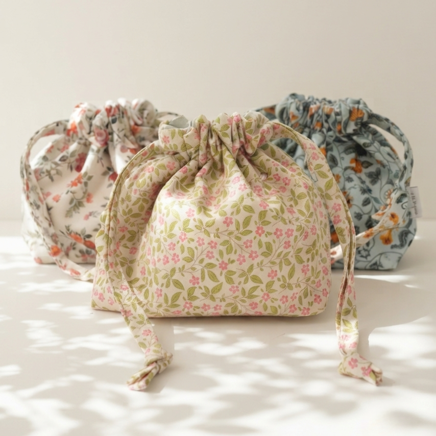 Floral Drawstring Pouch