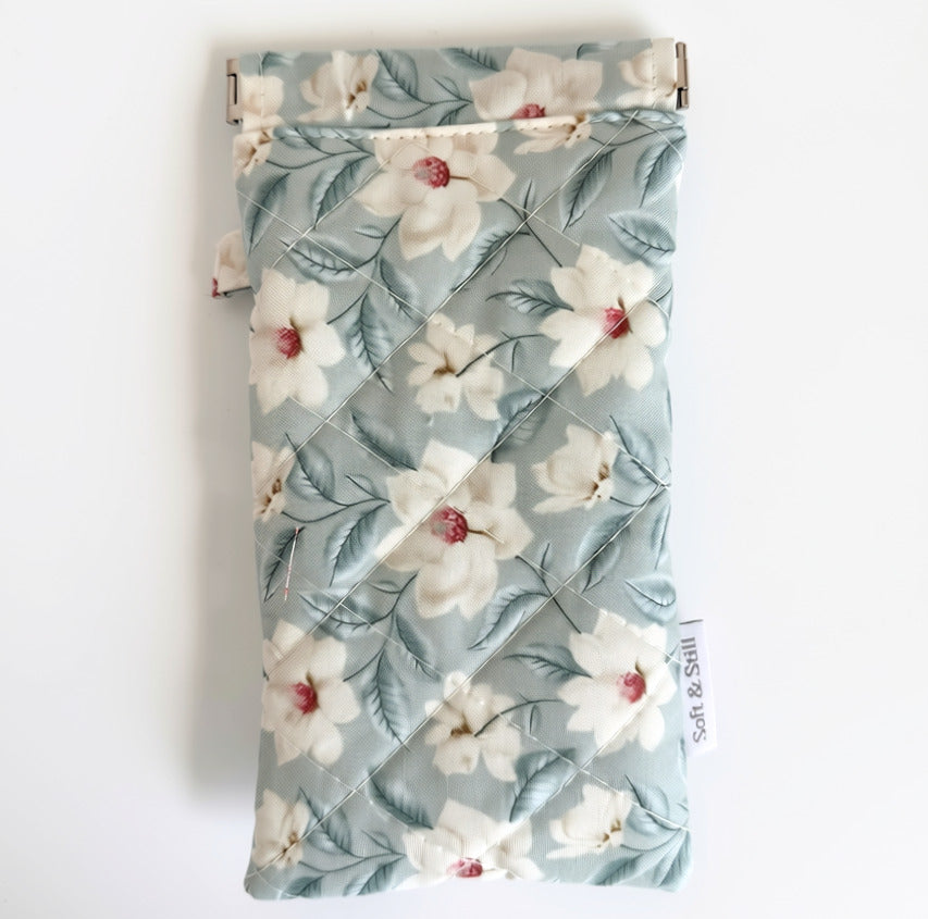 Handmade Flex Frame Eyeglass Case – Quilted Floral Glasses Pouch