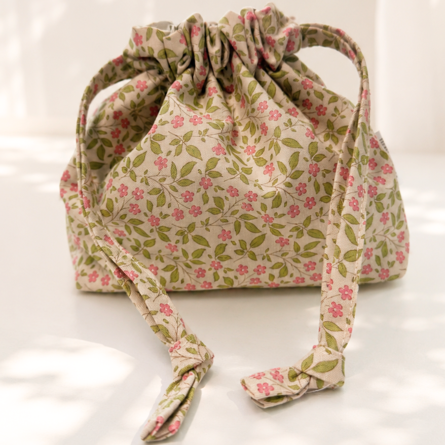 Floral Drawstring Pouch