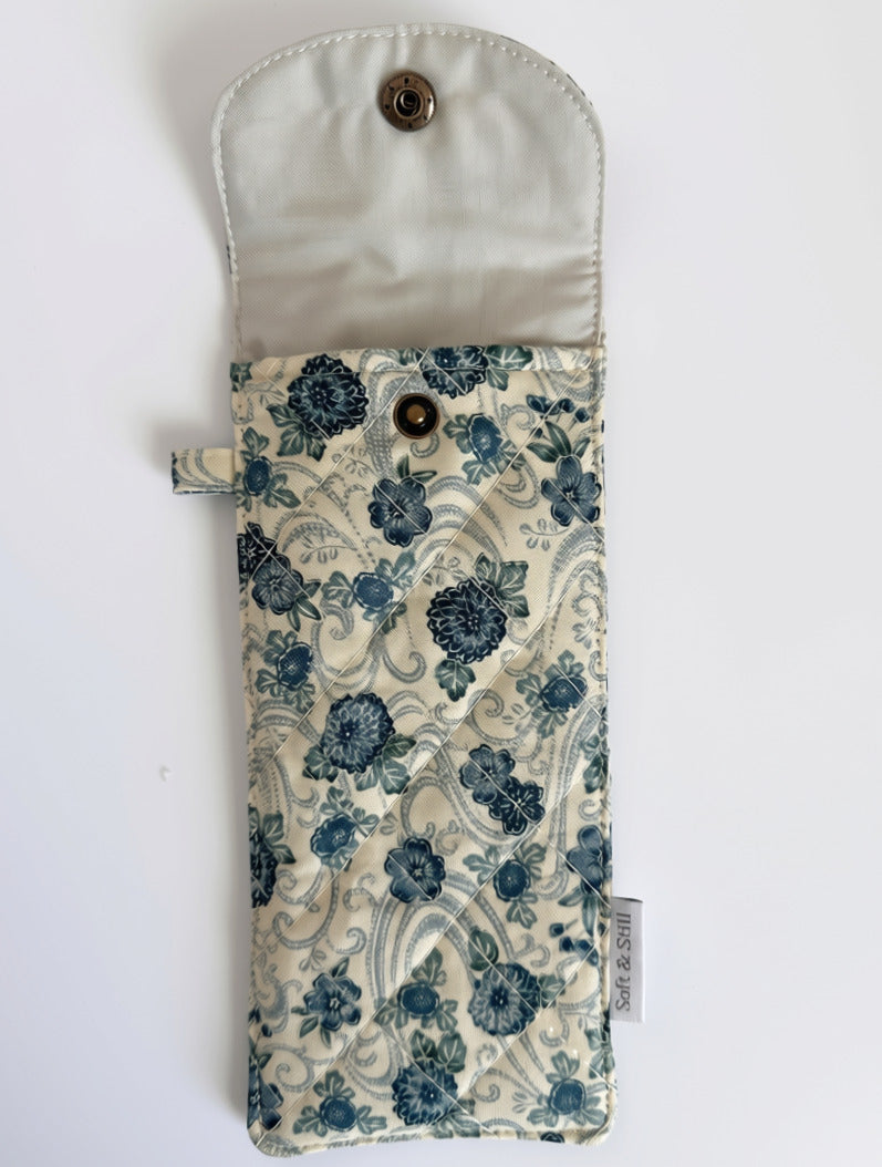 Quilted Long Pouch – Floral Snap Pouch