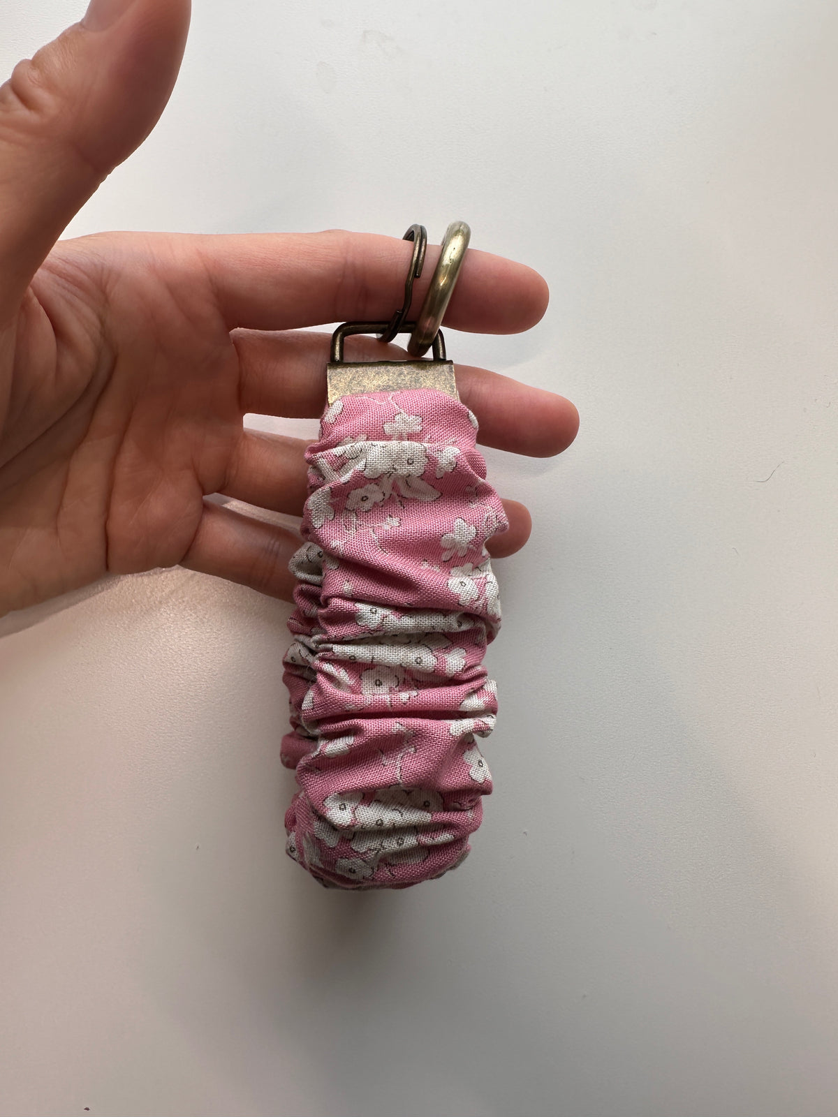 Handmade Mini Wallet & Scrunchie Keychain Set – Pink Floral