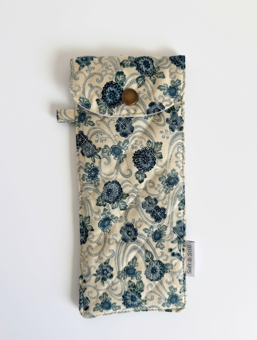 Quilted Long Pouch – Floral Snap Pouch