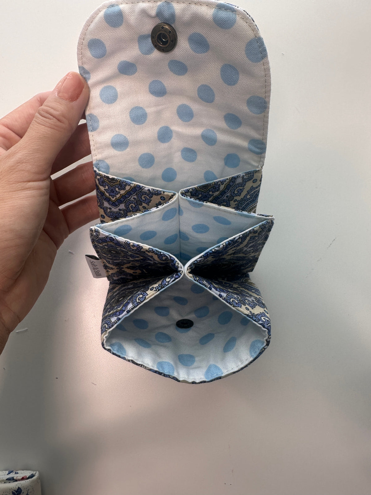 Handmade Mini Fabric Wallet – Snap Closure Card & Coin Pouch